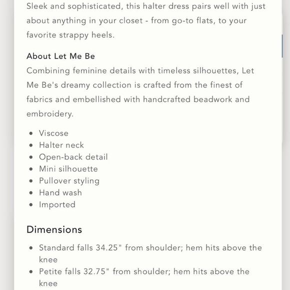 NWT Anthropologie Let Me Be Halter Slip Mini Dress Medium Petite - Picture 11 of 12